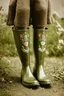 Placeholder: Embroidered Plastic rain boots in 1890,, old dirty autochrome