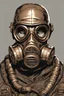 Placeholder: warrior portrait, Bronze metal gas-mask, comic style