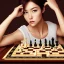 Placeholder: Japanese actress playing chess