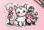 Placeholder: cute stickers, sketch kawaii cats color rose