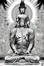 Placeholder: comic book line art, black and white, buddha, pencil and ink manga drawing, clean ink detailed line drawing