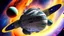 Placeholder: space ship in orbit around planet