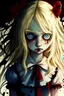 Placeholder: blonde girl, wonderland, horror tale