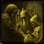 Placeholder: Daguerrotype close up some mysterious figures, odd background, Hieronymus Bosch Max Ernst ambient light, by Minicavio Quollati and Marlost Endgulp, Amano, Botticelli, Alphonse Mucha