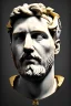 Placeholder: Ultra Realistic image, Roman sculpture bust, clean white marble material, Lionel Messi, gold Laurel leaves wreath, renaissance ornaments, one gold star, blue sky background, waist up portrait, epic, cinematic lighting, god light, 4k resolution, smooth details, ornate details, soft lighting, unreal engine 5, art station, substance 3d, art concept.