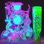 Placeholder: Futuristic Neon crystal skeleton samurai smoke glass fire water