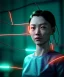 Placeholder: Ultra realistic photographic night portrait, cinematic, <3 Asian women> <hanging wires> <retro computer screen> many wires coming out of the head <perfect pupil> <cyborg arm> <garage> <wide angle Shot> <sci-fi futuristic> <thriller>, neon lights, color fog, soft color, highly detailed, unreal engine 5, ray tracing, RTX, lumen lighting, ultra detail, volumetric lighting, high definition.