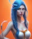 Placeholder: human kingfisher girl with blue hair and orange strand of hair