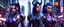 Placeholder: 50k resolution, ultra realistic, front facing, symmetrical features, a couple of curvy feminine man humanoids, long dark purple hair, purple cyborg eyes looking forward, two short horns on the top of either side of the head, pointy ears, standing in the cyberpunk city streets, unreal engine 5, full-frame composition, full-frame artwork, character creation