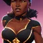 Placeholder: Black woman super hero,FEMININE,((PERFECT FACE)),((SEXY FACE)),((DETAILED PUPILS))(perfect body) (comic-book),ARTIST,ARTIST,(Alex ross). photorealistic. (((LARGE BREAST)),((TONED ABS)),(THICK THIGH).EVOCATIVE POSE, SMIRK,LOOK AT VIEWER, ((BLOUSE)).(INTRICATE),(HIGH DETAIL),SHARP, hyper real