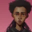 Placeholder: Portrait of a dark skinned 9 year old witch girl with afro black hair by Jim Kay