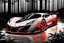 Placeholder: SUPER FUTURISTIC SPORT CAR, red AND BLACK MATE PAINT AND DETAILS, 2/4 VIEW ANGLE, SHINNING detail of PAINT intricate detailed extremely epic athmospheric costume and in forest hyperrealistic background full body portrait art, horrar BACKGROUND, volks wagen INFLUENCED at night blackinwhite