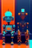 Placeholder: a couple of robots sitting next to each other, by Ivan Generalić, afrofuturism, raining, cybernetic dreadlocks, robot in data center, gritty feeling, orange and cyan paint decals, cybernetic and highly detailed, computer generated, waiting, recusion beeple