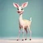 Placeholder: full body of a bald white tail deer standing with big smile facing the left and big eyes looking to the left , on flat background, in the style of 'My Little Pony'