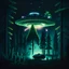 Placeholder: ovni abdujendo plantas de cannabis de noche en el bosque