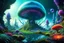 Placeholder: a very strange otherworldly lush alien ecosystem with gigantic transparent and bio-luminescent bubble shaped plant like life forms, deep colors, colorful, fantastical, intricate detail, splash screen, 8k resolution, centered, matte painting, airbrush art, pencil sketch