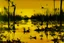 Placeholder: A yellow swamp with glowing dragonflies painted by Andy Warhol