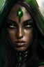 Placeholder: Immagine fantasy di un elfo femmina di pelle mulatta con occhi verdi e velo nero che lascia scoperti solo gli occhi