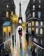 Placeholder: the oil painting,couple in love in paris- impressionism expressionist style oil painting,-impressionist impasto acrylic painting, thick layers of black and white textured paint,bright colors,oil white paint,black and white.