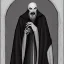 Placeholder: Nosferatu vampire with a tentacle beard and grey skin as a Russian Orthodox