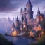 Placeholder: A magical gothic little town of witches with a castle and canals Nick Harris style