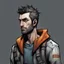 Placeholder: man,, looking serious, comic book, post-apocalypse, grey background