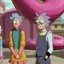 Placeholder: Morty staring at a giant pink donut, while Rick explains his plan to steal the recipe of the Krusty Burgers.