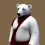 Placeholder: Un ours blanc, réaliste, habillé comme un moine bouddhiste, anthropomorphique, sombre, très détaillé, représentation 3d, un maximum de détail