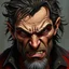 Placeholder: dnd, fantasy, handpainted, painted like renaissance art, high definition, stylistic, portrait, illustration, artistic, professional illlustration, male, face, weathered face, sly, violent, evil, vigorous, rogue, criminal