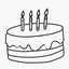 Placeholder: birthday cake, line drawing, cake with pink frosting