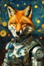 Placeholder: Portrait of a cyborg fox by Van Gogh