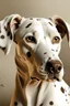 Placeholder: perro blanco con mancha marron tipo perdicero pelo corto al estilo dali