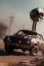 Placeholder: steampunk car skeletion cowbow,apocalypse setting,