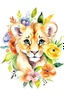 Placeholder: watercolor lion cub with flowers logo