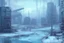 Placeholder: cyberpunk buildings near the frozen lake, winter, tendency to science fiction, realistic vision, impressionism painting