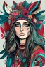 Placeholder: generate boho girl design for art with maximilist colours and no background