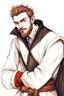 Placeholder: man, age 20, medieval, fighter, russian, croocked nose, czar, rich, simple clothes, short messy hair, thick beard, oligarch, leather coat with fur, brocade clothes, pencil drawing, black or red hair, muscles