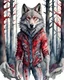 Placeholder: Wolf humano, acuarela calidad ultra, hiperdetallado, intrincado, maximalista, colores plateado y rojo, 8k cuerpo completo, bosque