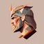 Placeholder: side portrait, masculine man face, wearing thor helmet, flat vector style art, warm nord colors, grey bg