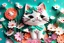 Placeholder: paper art, chibi cute cat, flowers altos detalles, 4K high details , full body --auto --s2, good details, funny