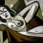 Placeholder: picasso abstract brown woman lying