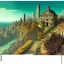 Placeholder: Skyline+city on inslands+Trainstation on cliff+Vignola classicism +palladio+detailed facades+uphill road+trees+ biopunk+Book illustration by Gediminas Pranckevičius, Jean Baptiste Monge, Brian Kesinger, Anton fadeev, Kilian Eng, strong lines, high contrast vibrant colors, highly detailed, 16k resolution, trending on behance