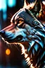 Placeholder: image of a large wolfs head in profile. 4k. Photorealistic. Urban fantasy