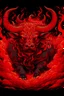 Placeholder: Vintage illustration of a demonic and magical brutal and angry bull made of red flames and fire, savage and obstreperous nature, Tsuguyuki Kubo art, Topcraft, vintage storybook illustration style, ornamental, fantasy folk art, psychedelic theme, inspires by 80s Japanese anime, early Studio Ghibli, fantasy animation