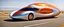 Placeholder: award winning car and driver photograph of a futuristic station wagon dirigible hybrid designed by only one vehicle per image painted metallic orange traveling at a high rate of speed, jet intake off of front center of vehicle and jet exhaust out the rear with bright blue flame, bilaterally symetrical, more a high speed road vehicle