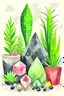 Placeholder: Gemstones and house plants graphic