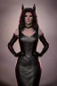 Placeholder: Sandra Bullock as evil queen in black leather gown, cleavage, angry, dominaneering, stern look unreal 5, octane render,cinema4d, dynamic lighting, dramatic lighting, 4k, redshift render, highly detailed, hyper realistic