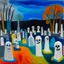 Placeholder: A white spongy graveyard with screaming ghosts painted by Alexej von Jawlensky