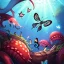 Placeholder: leaning pose, butterflies everywhere,centipede, insects,nest, octopus, fly, squid,multiple eyes everywhere,