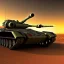 Placeholder: Wide desert view of Military hovertank from the future, 4k, highly detailed, render, rivets, hovering, axles, cacti at sunset stormy